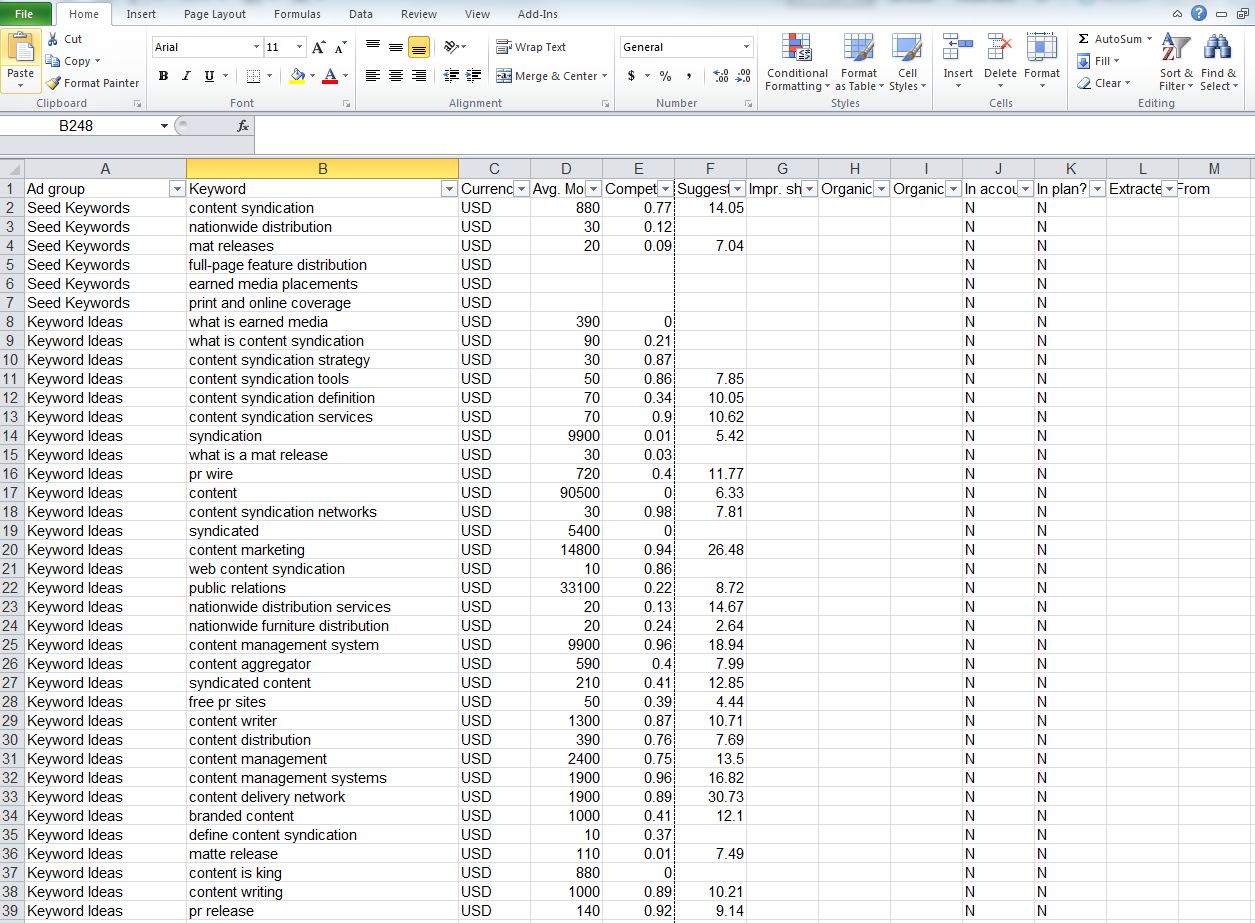 Using Excel Filter