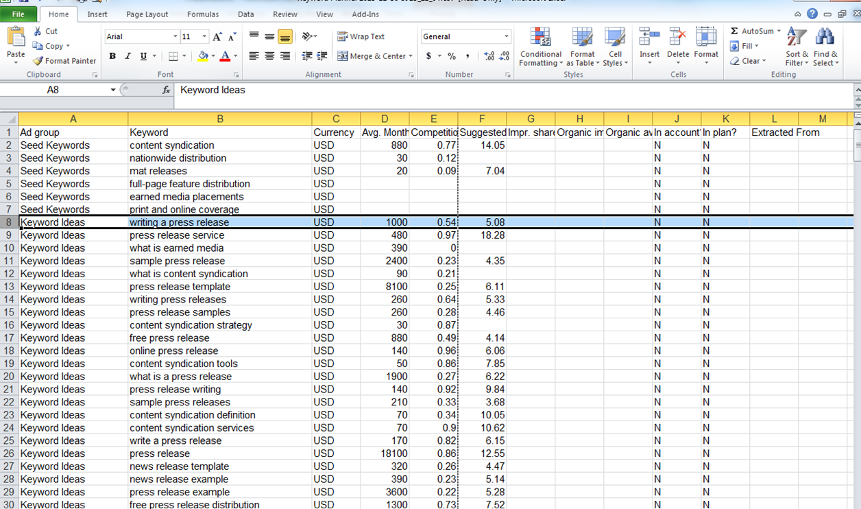 Using Excel Filter to Remove Rows Containing Certain Text Step 1