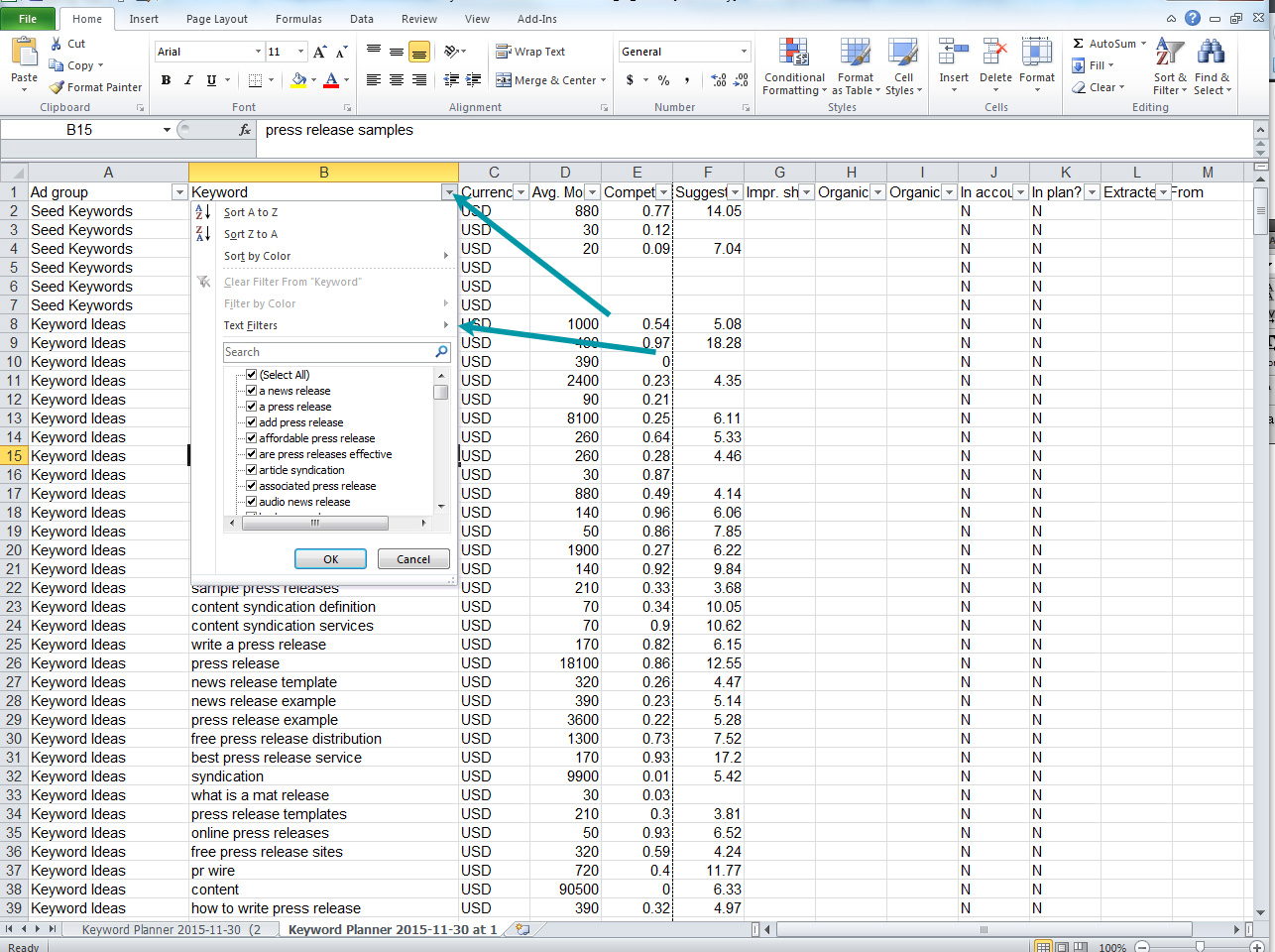 Using Excel Filter to Delete Rows with Certain Values Step 3