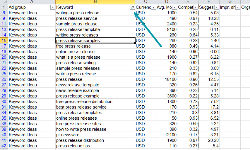 Excel Filter Step 6