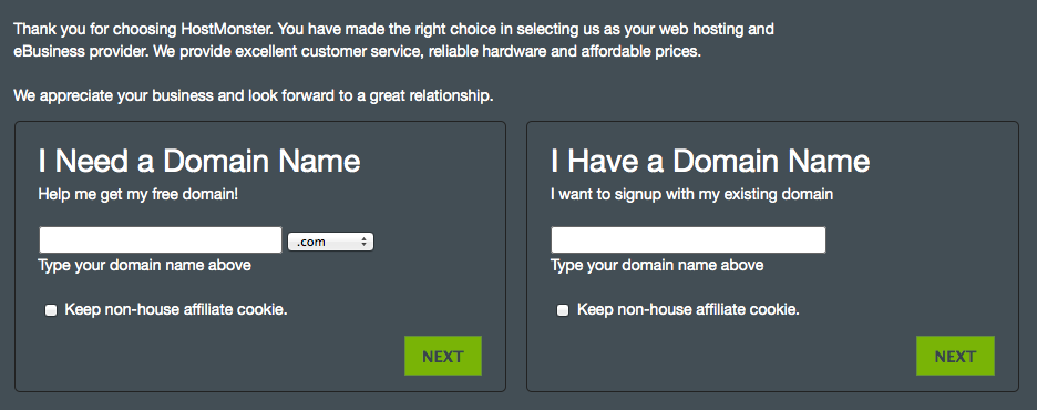 Getting a domain name at Hostmonster