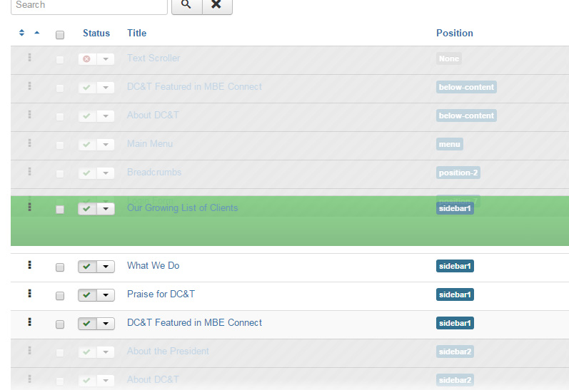 Changing the Order of Joomla modules