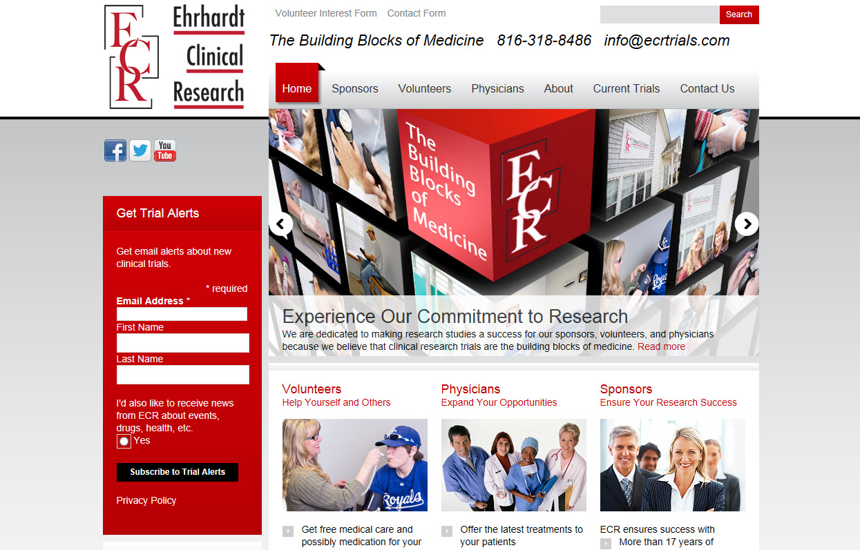 Clincial Research web site design in Wordpress