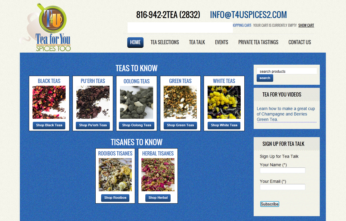 online tea shop website design